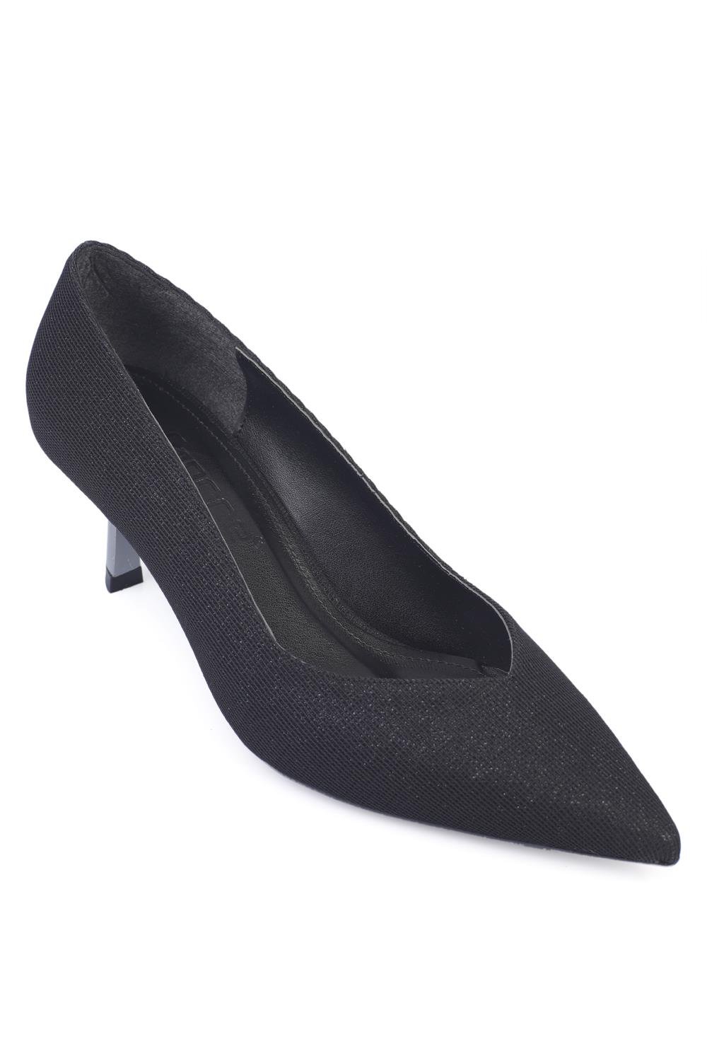 Capone Mid Heeled Metal Heeled Women Black Stiletto