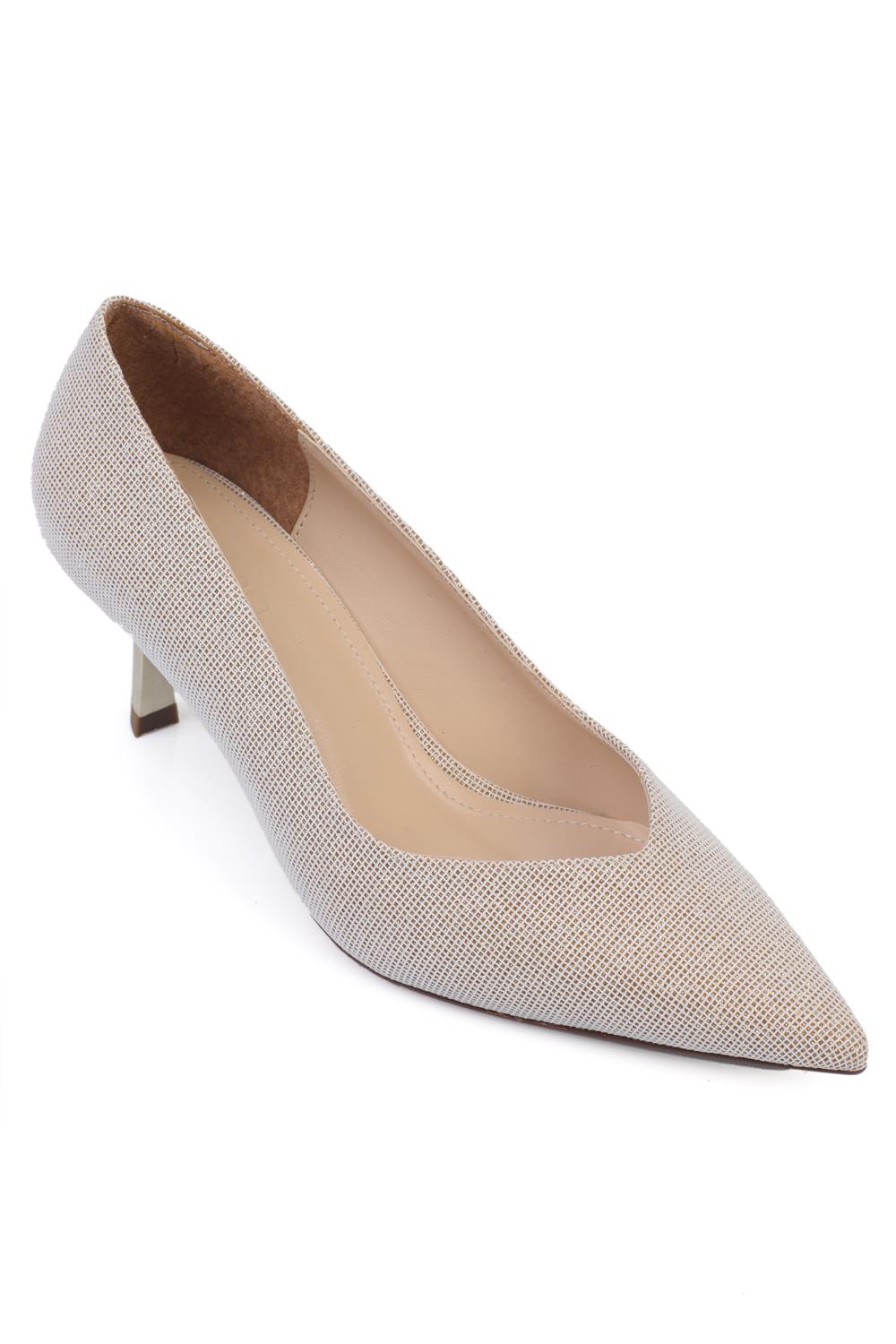Capone Mid Heeled Metal Heeled Women Gold Stiletto