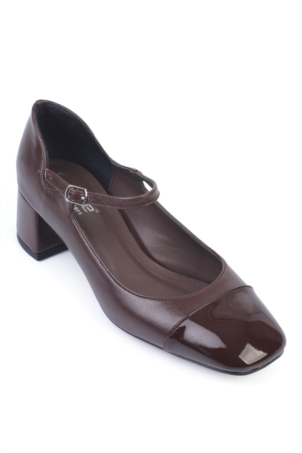 Capone Mid-Heeled Strapped Women Brown Mary Jane Shoes