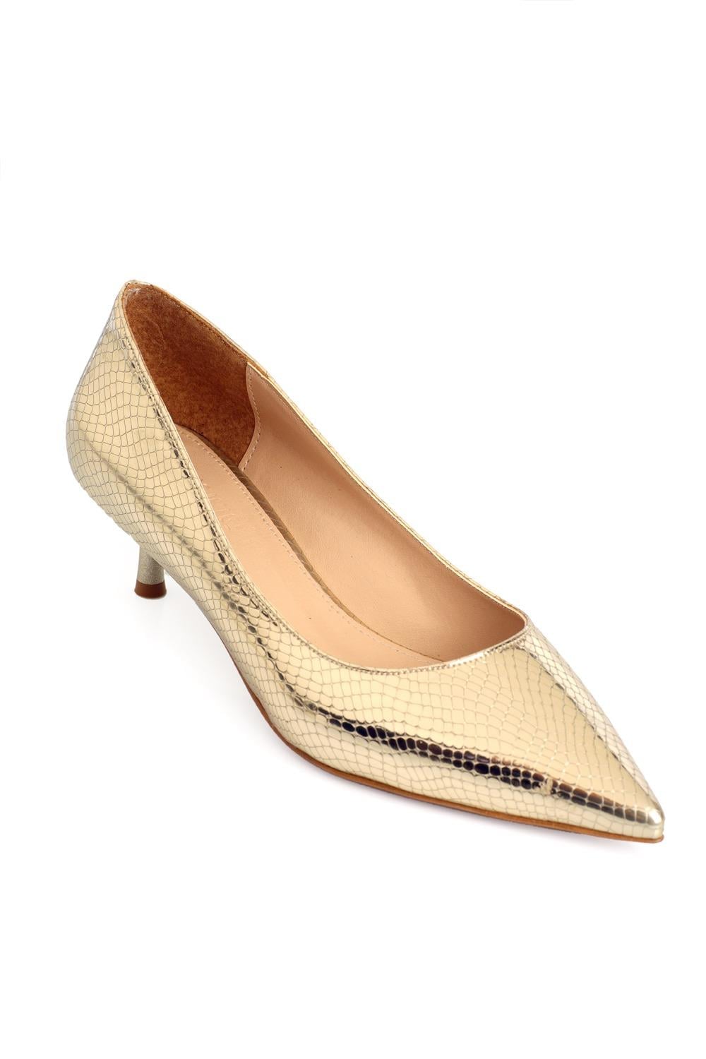 Capone Mid-Heeled Women Metallic Gold Stiletto