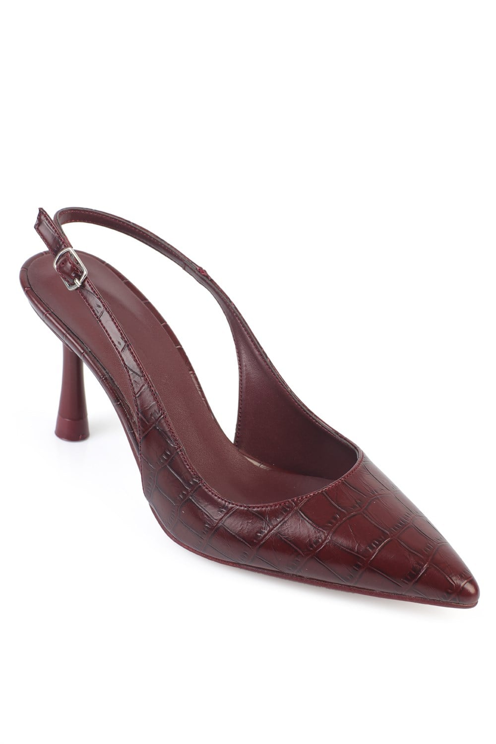Capone Moina Pointed Toe Mid Heel Slingback Women Burgundy Shoe