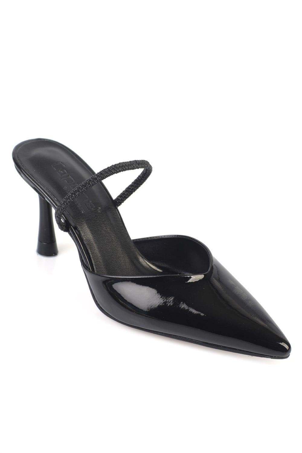 Capone  Moira Pointed Toe Mid Heel Slingback Women Patent Black Shoe