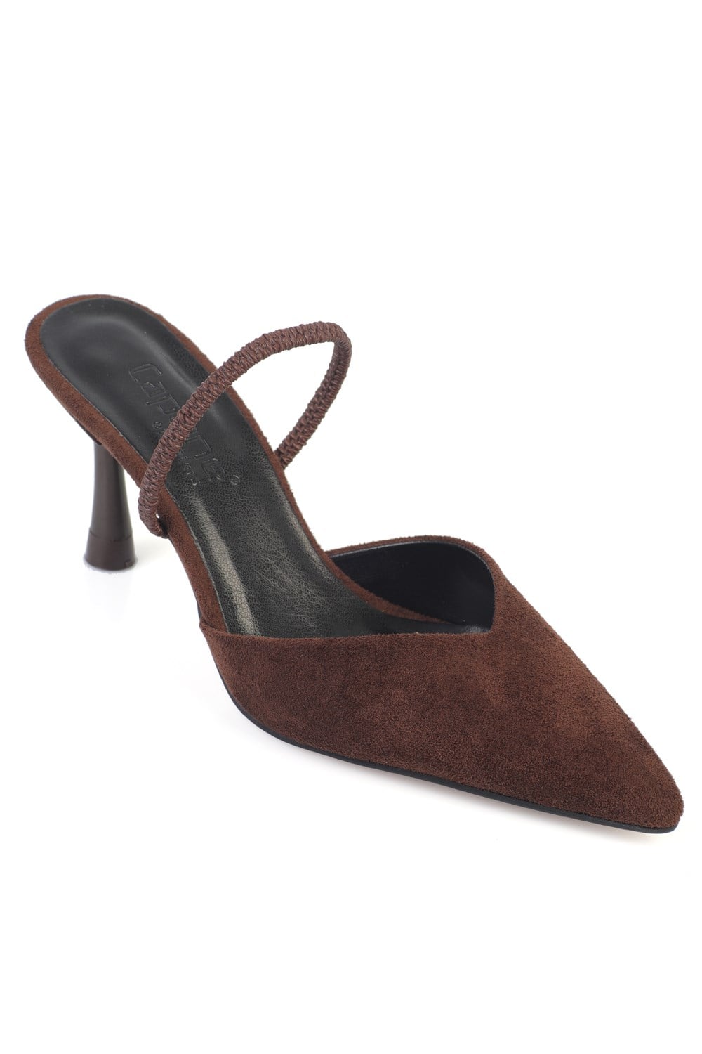 Capone  Moira Pointed Toe Mid Heel Slingback Women Sued Brown Shoe