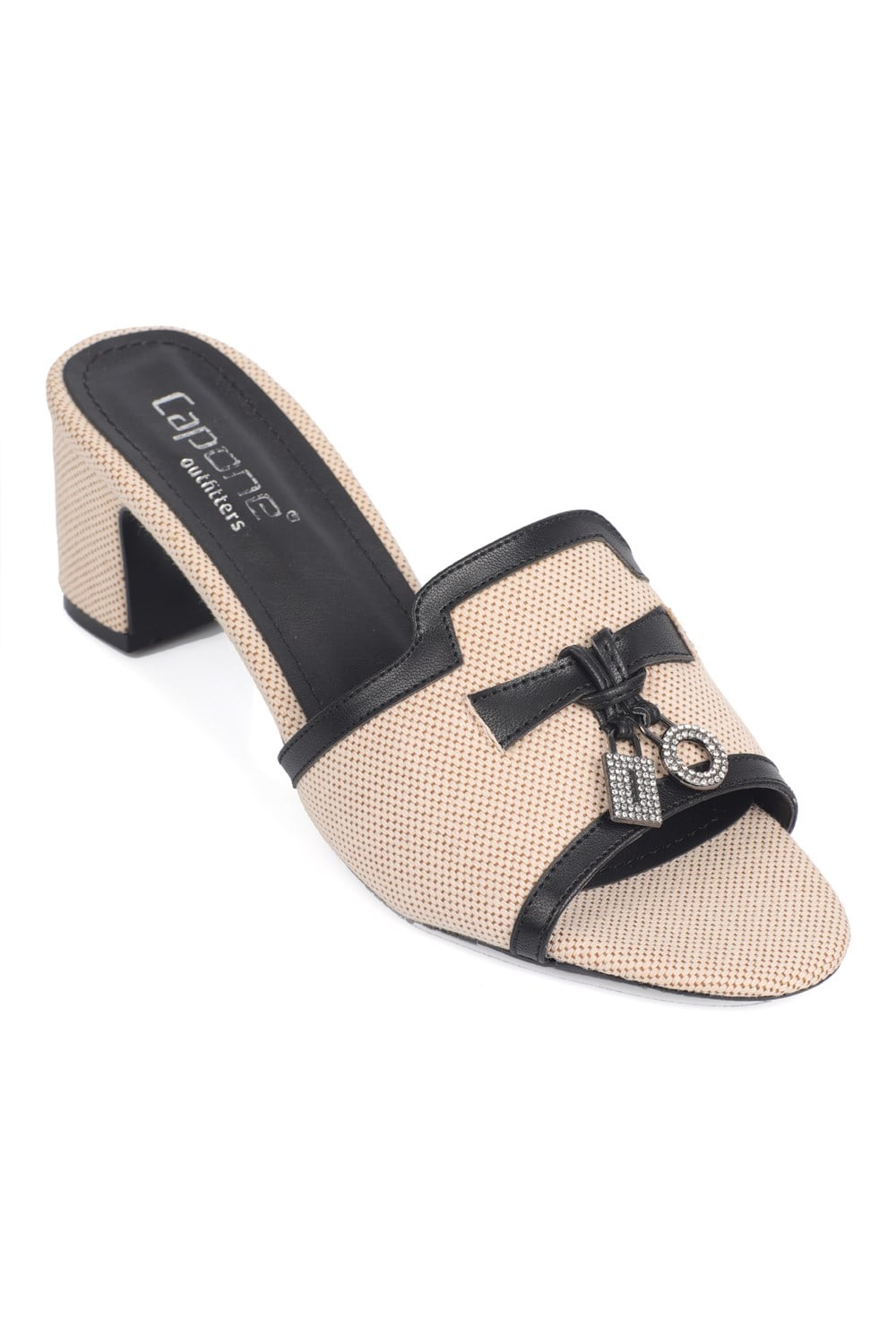 Capone Nady Mid Heel Crystal Embellished Accessory Single Band Women  Sandal