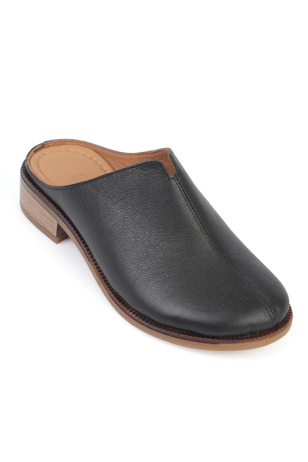 Capone Nancey Genuine Leather Low Heel Women Black Clog