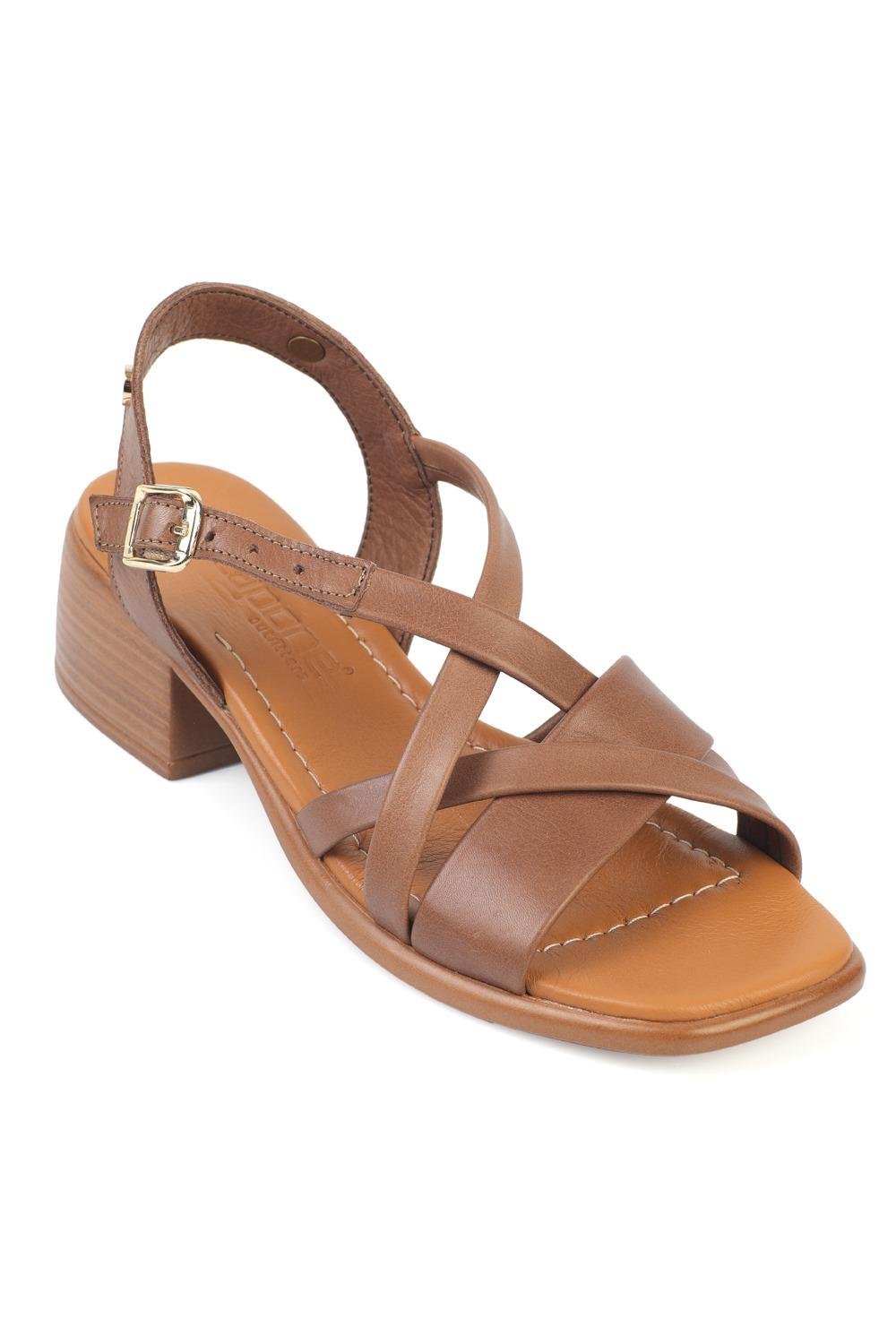 Capone Noreen  Genuine Leather Mid Heel Women Mink Sandal