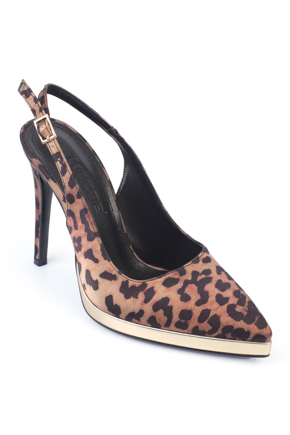 Capone Open Back Pointed Toe High Heeled Women Leopard Platform Shoes