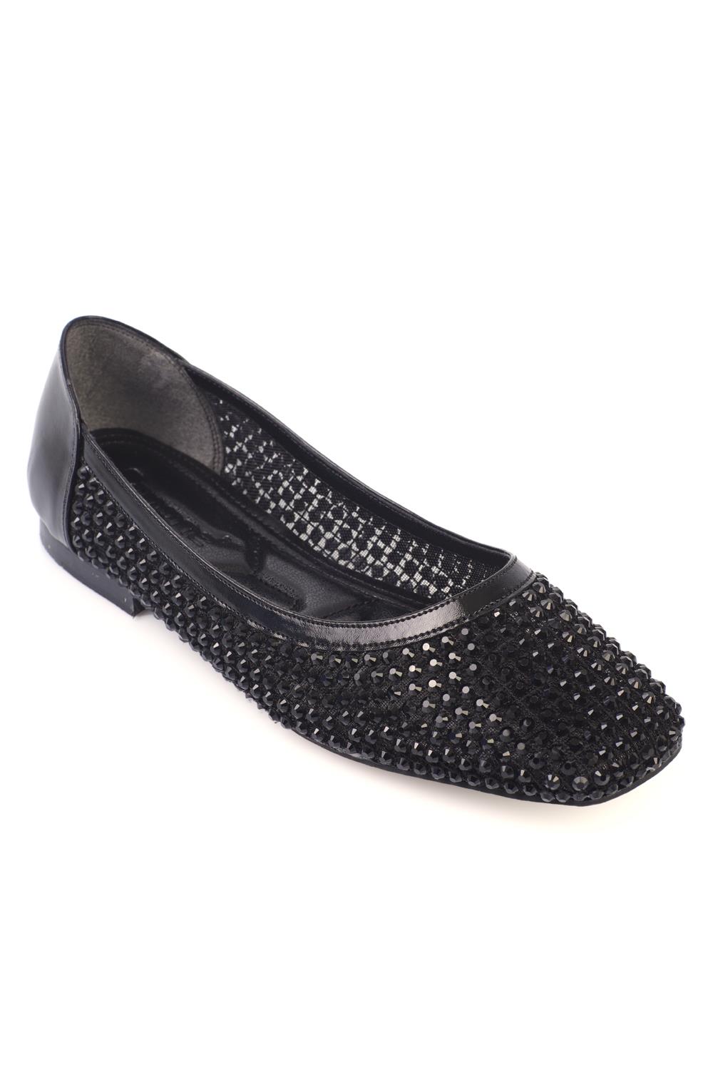 Capone Outfitters 017 Women Metallic Black Ballerina