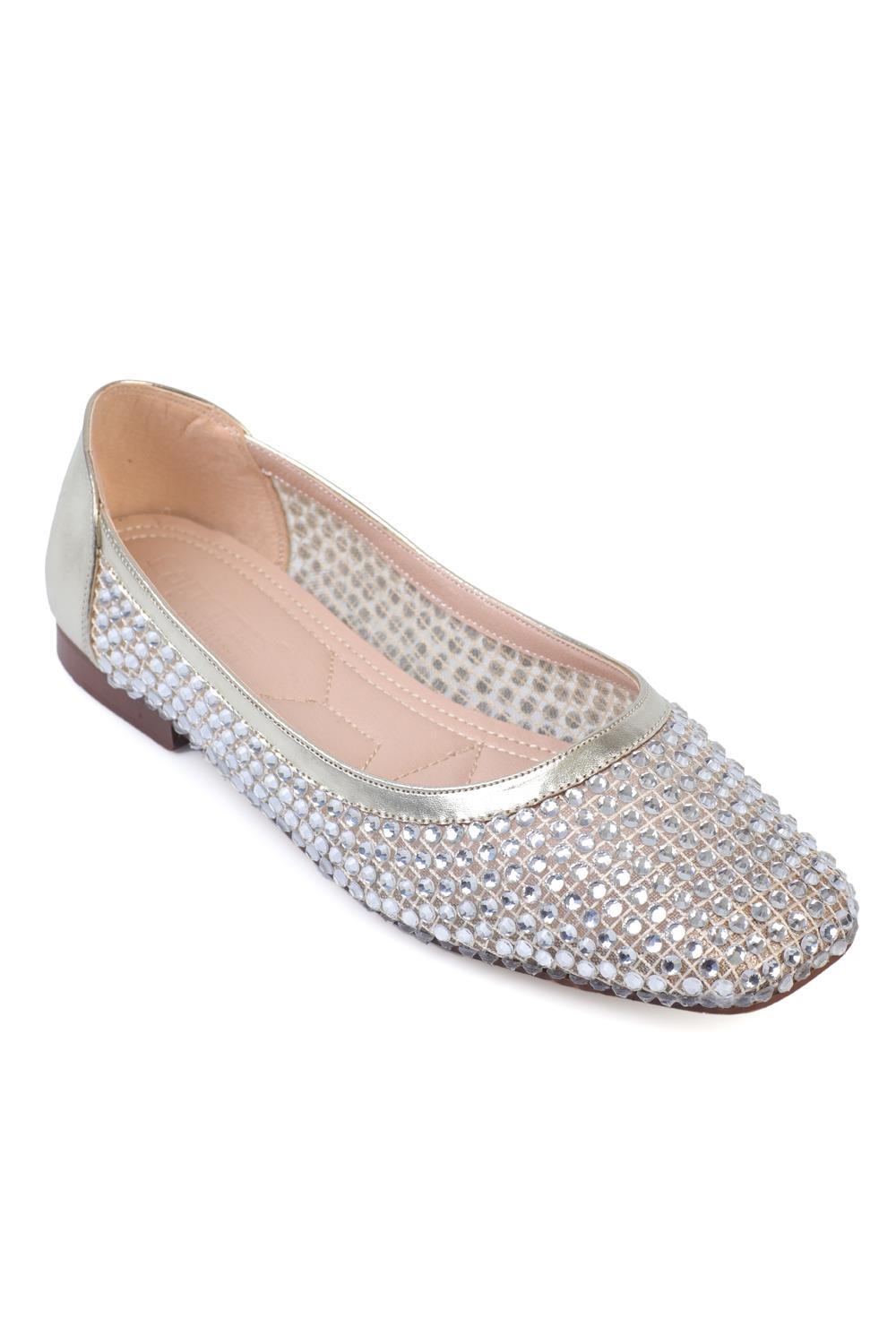 Capone Outfitters 017 Women Metallic Gold Ballerina