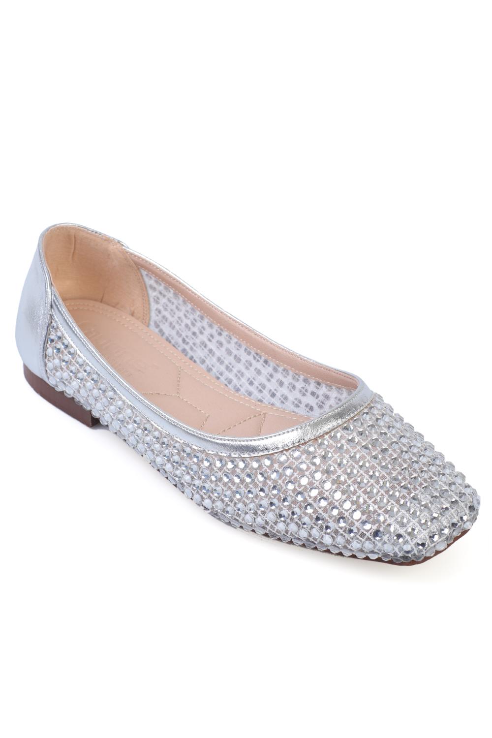 Capone Outfitters 017 Women Metallic Silver Ballerina