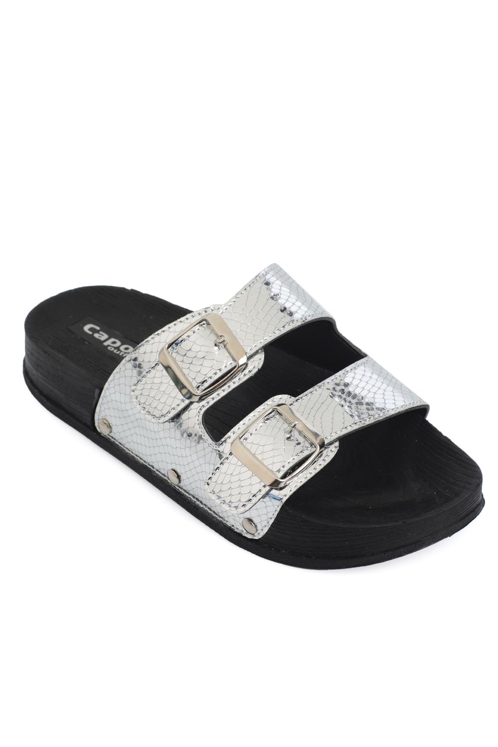 Capone Outfitters 1052 Women Metallic Silver Sandal