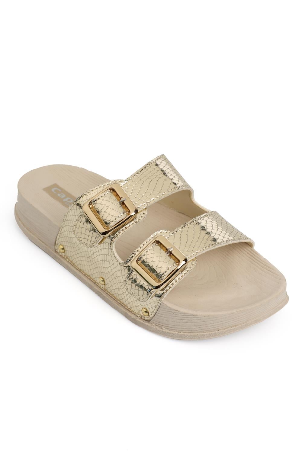 Capone Outfitters 1052 Women Metallic Gold Sandal