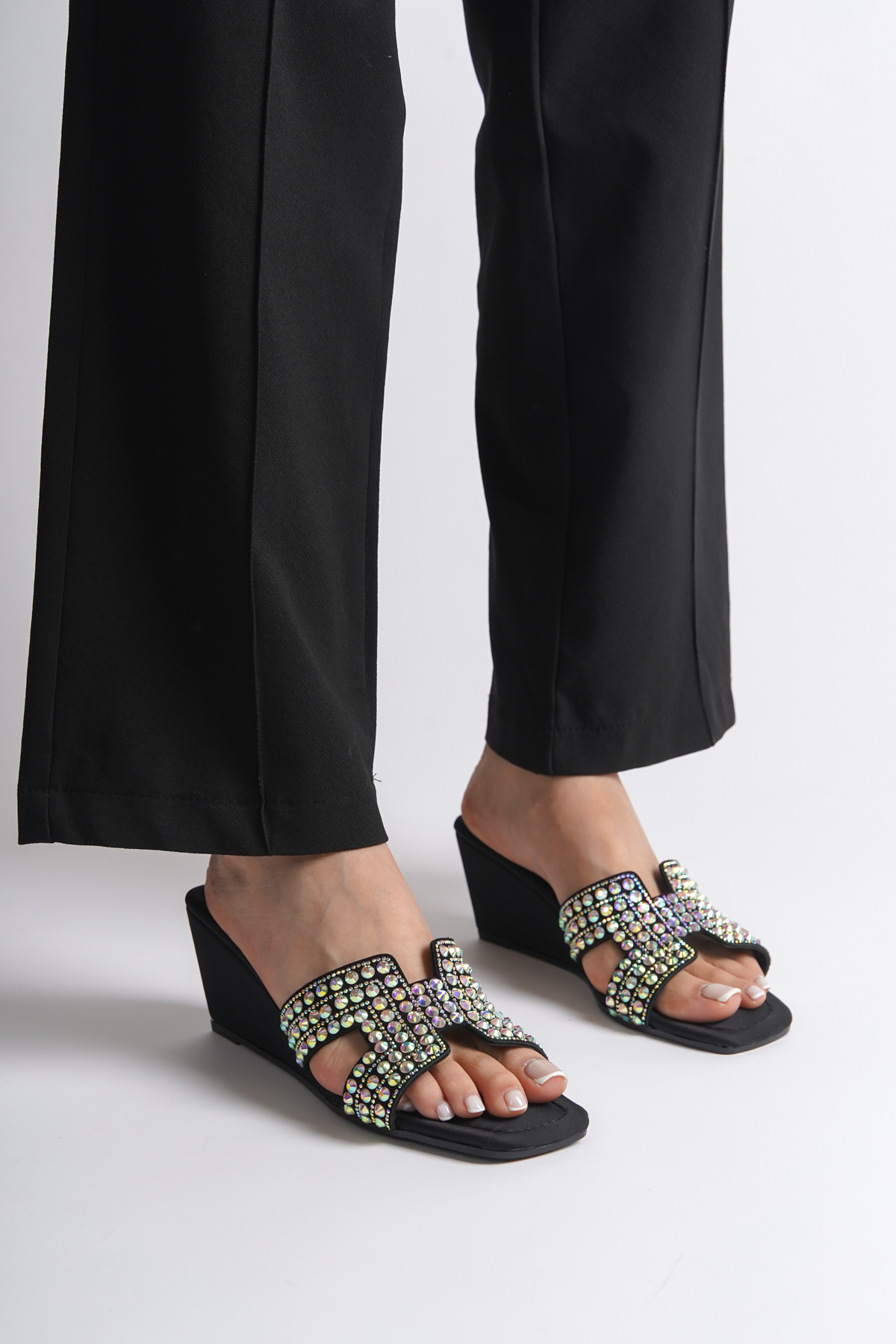 Capone Outfitters 1104 Women Satin Black Sandal