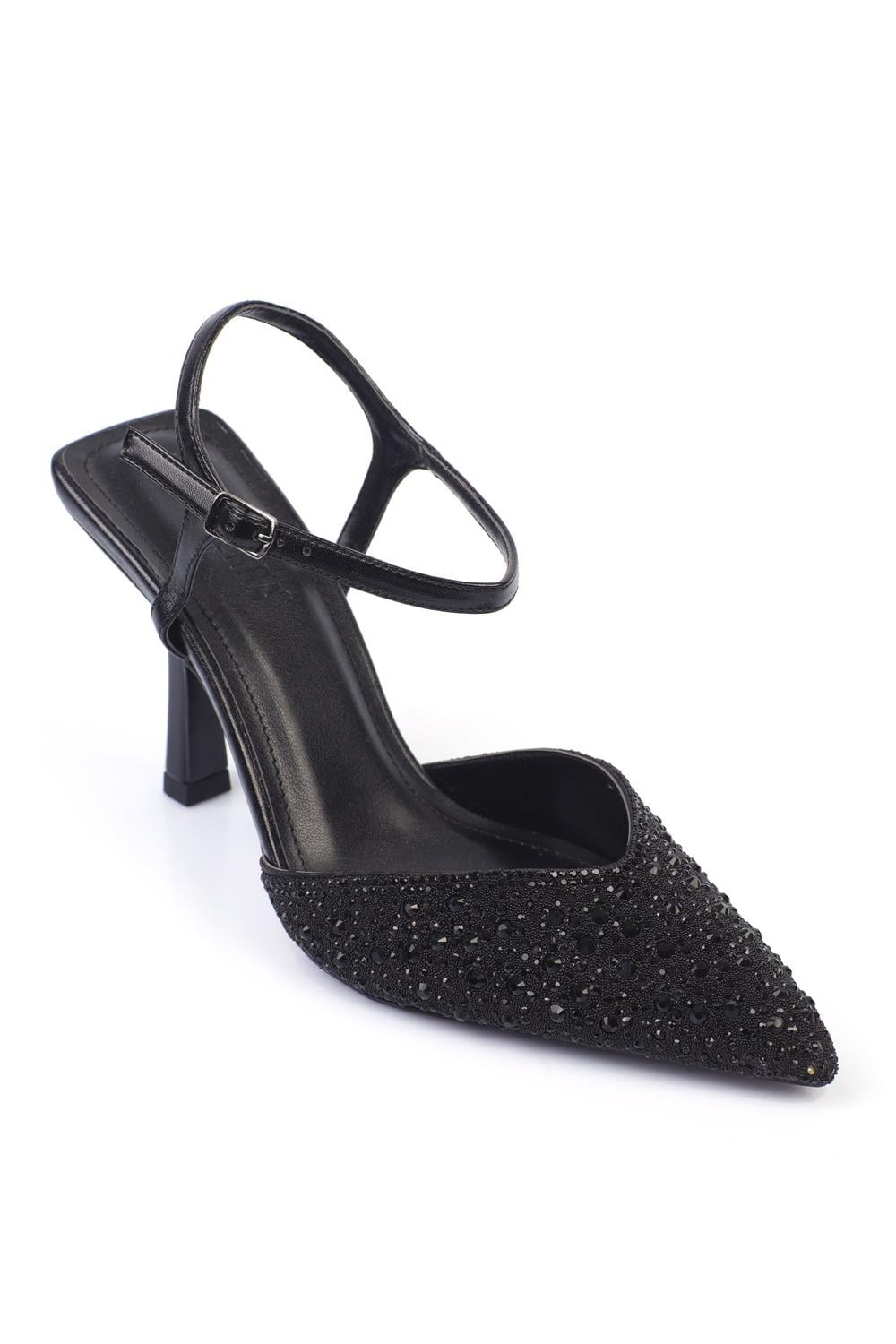 Capone Outfitters 2535 Women Metallic Black Heeled