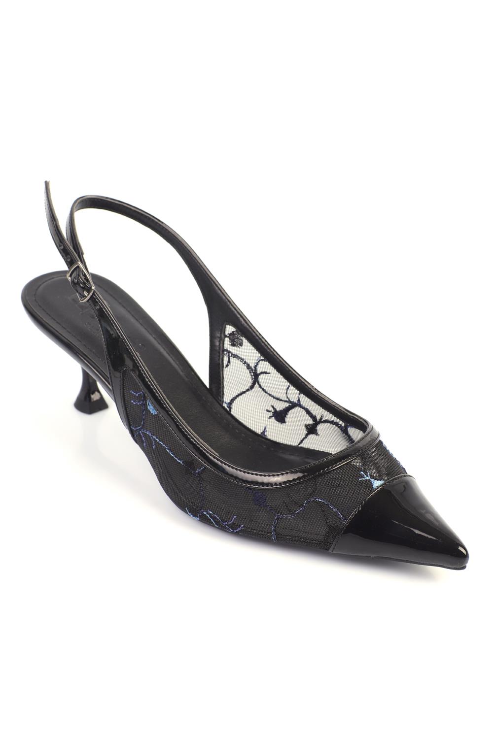 Capone Outfitters 2615 Women Black Blue Heeled