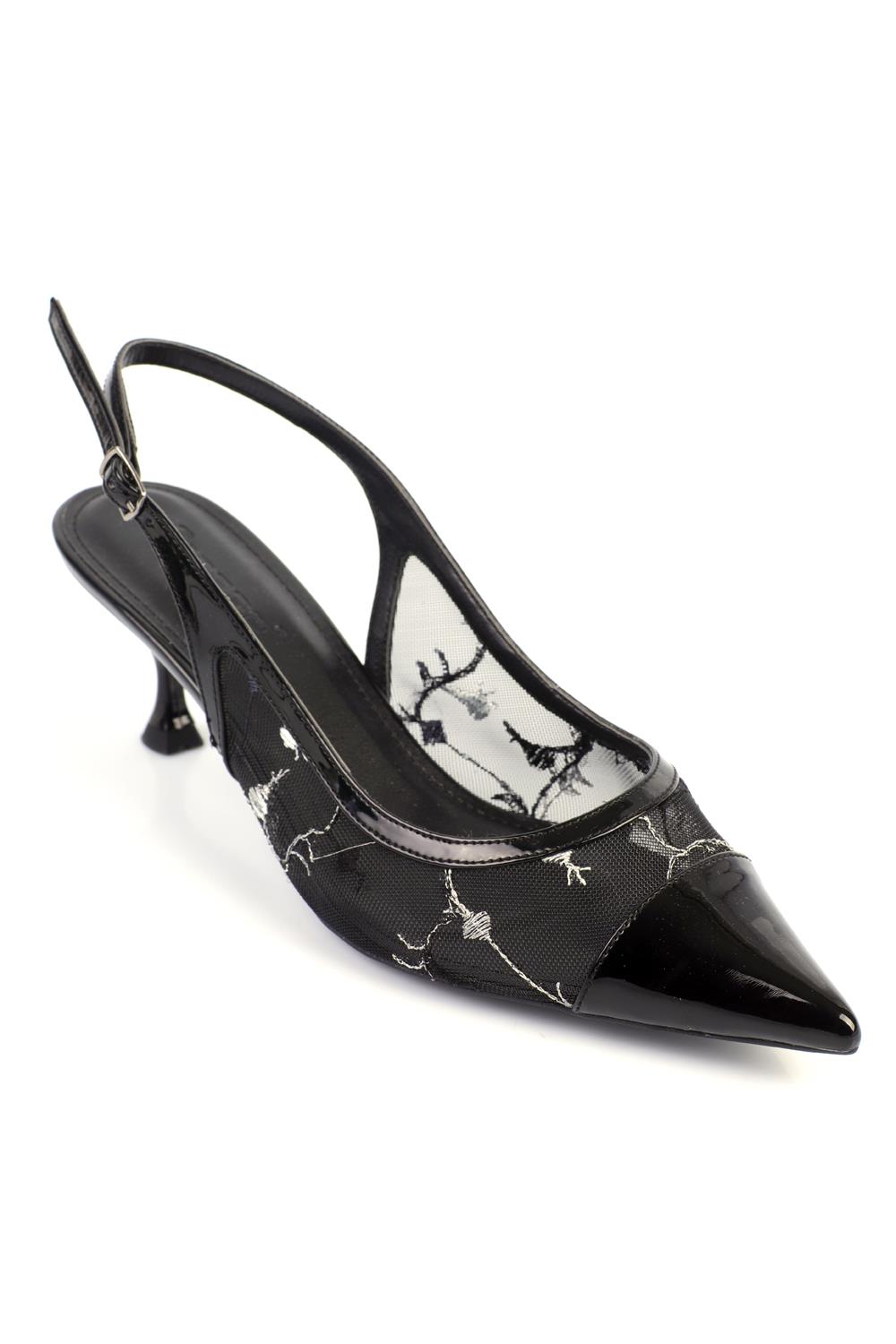 Capone Outfitters 2615 Women Black Silver Heeled