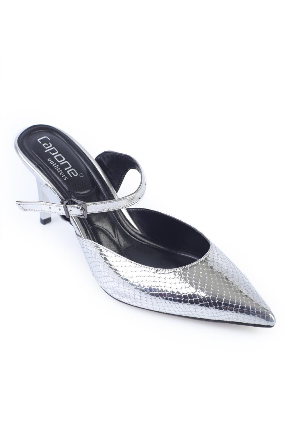 Capone Outfitters 762 Women Metallic Silver Sandal