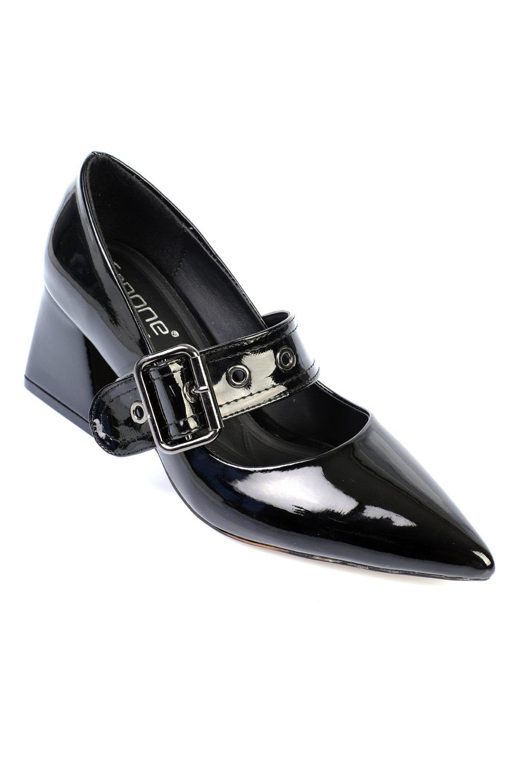 Capone Outfitters F106 Women Patent Black Heeled