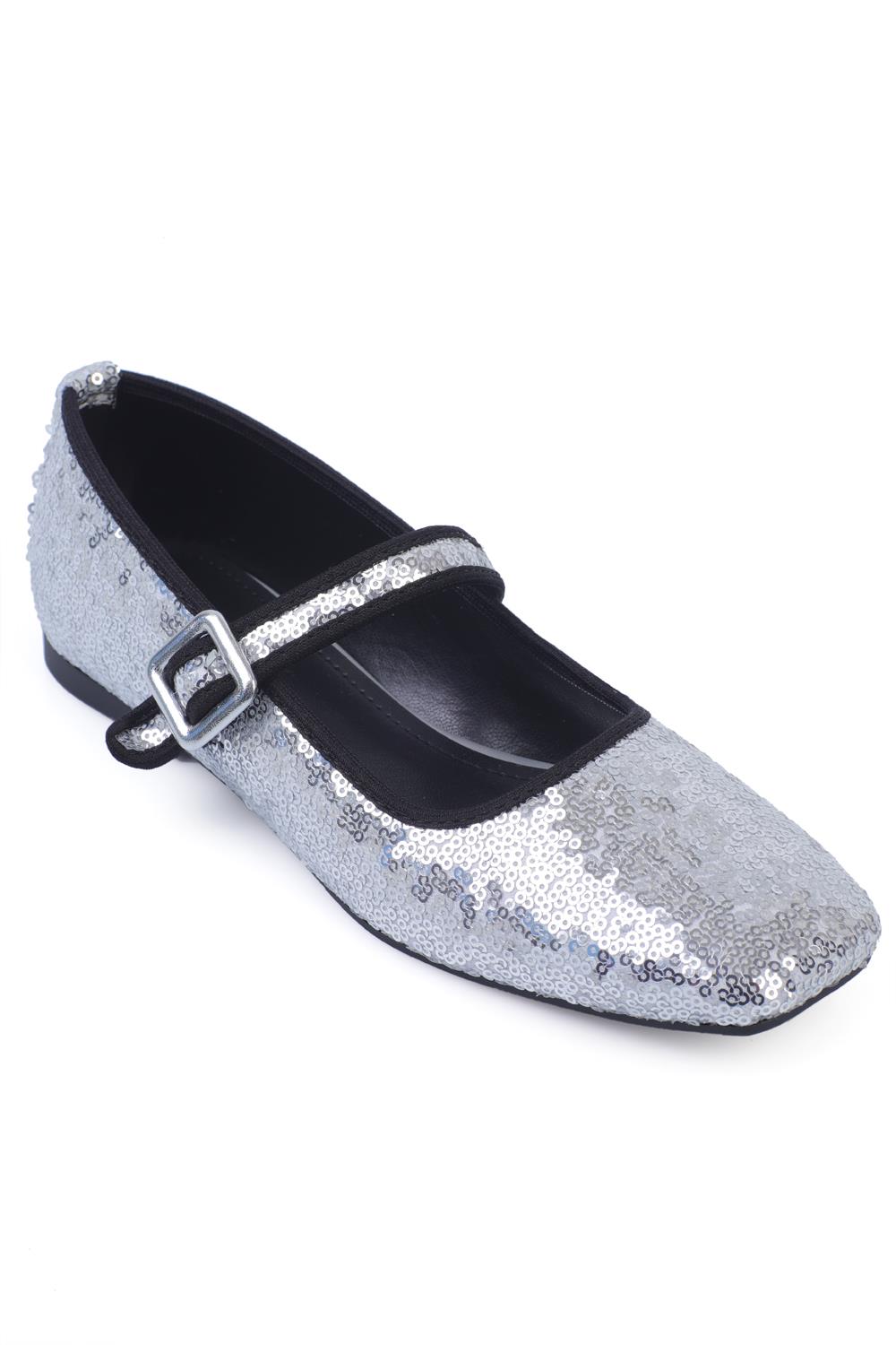 Capone Outfitters F14 Women Silver Ballerina
