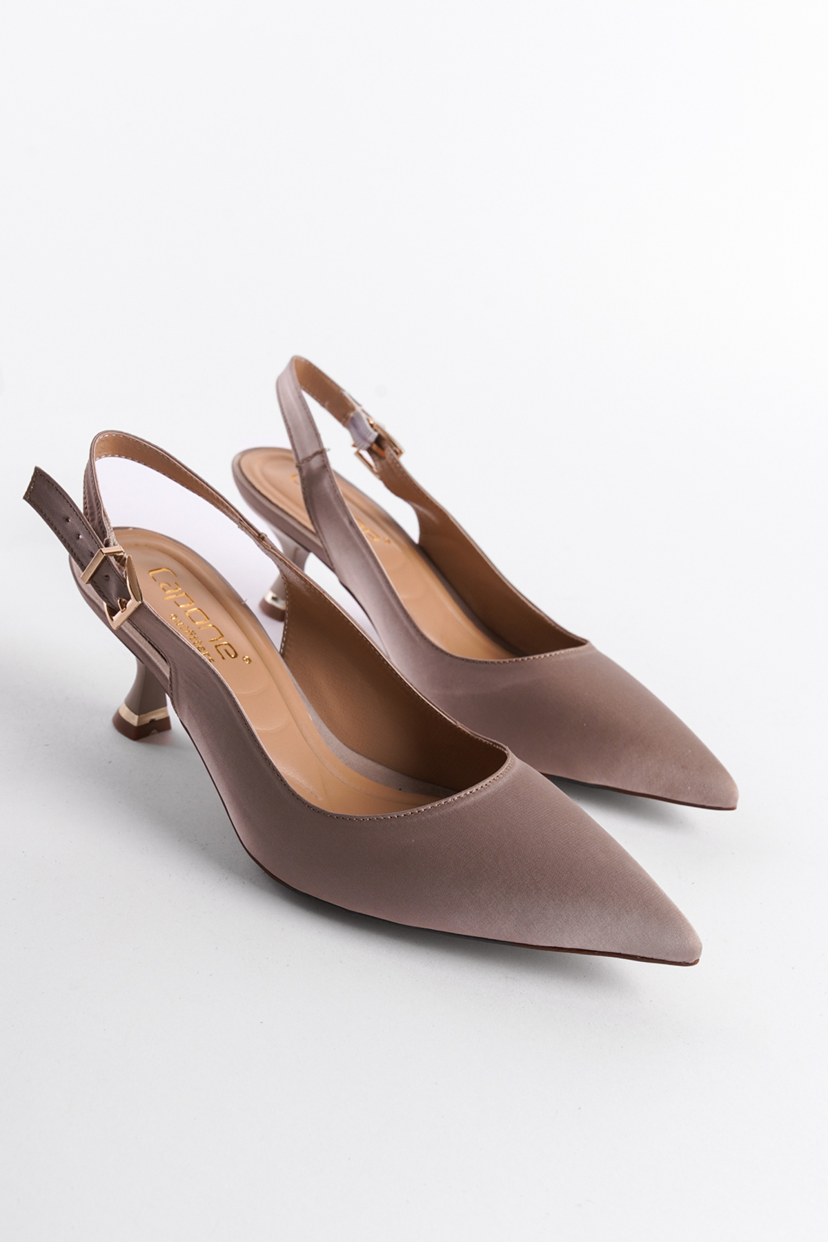 Capone Outfitters F620 Women Satin Mink Heeled