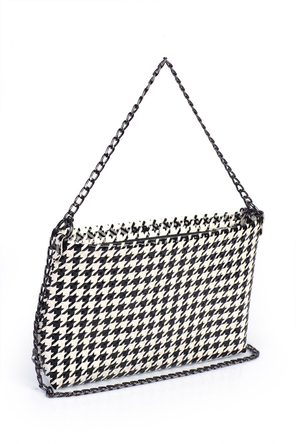 Capone Outfitters MAR01 Women Houndstooth Shoulder Bag