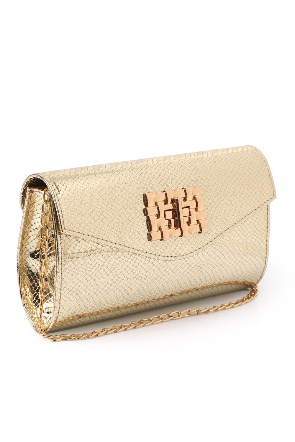 Capone Outfitters PAO01 Women Metallic Gold Hand Bag