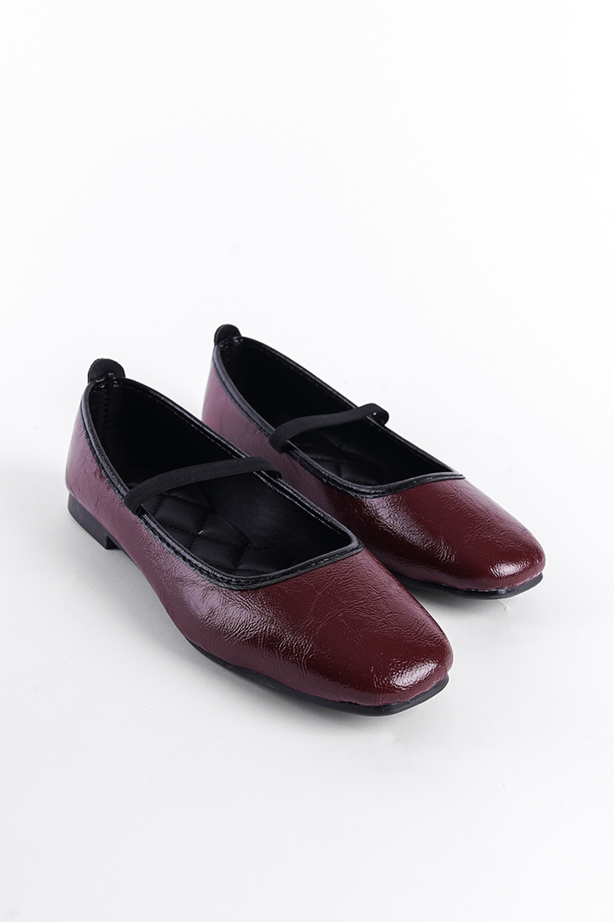 Capone Outfitters SRR02 Women Patent Burgundy Ballerina