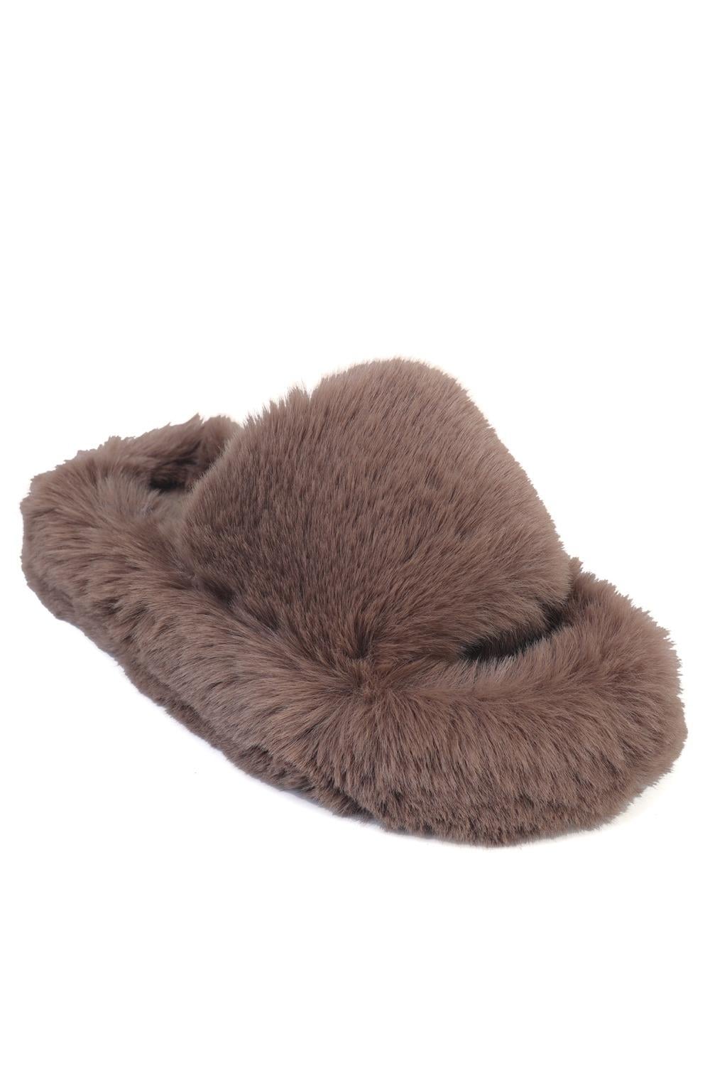 Capone Outfitters Women Brown Plush Wool Lined Indoor Slippers