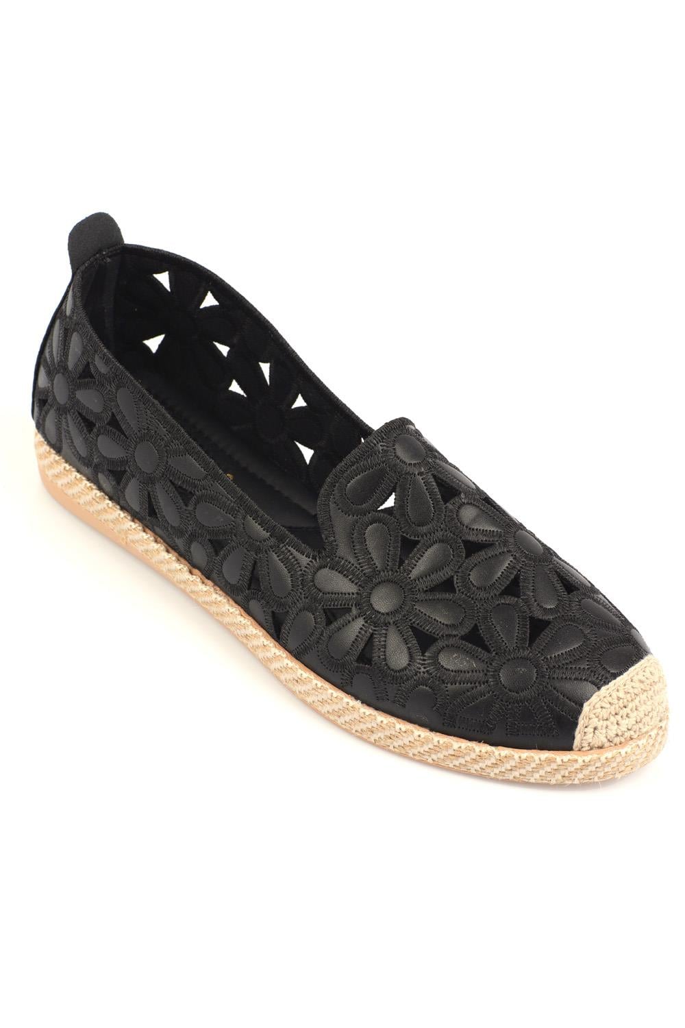 Capone Oval Toe Flower Pattern Woman Slip On Espadrille