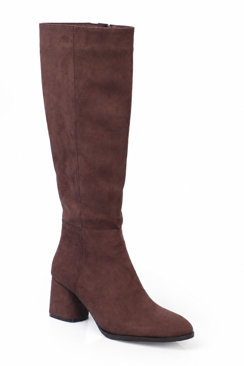 Capone Oval Toe Side Zipper Heeled Suede Woman Boots