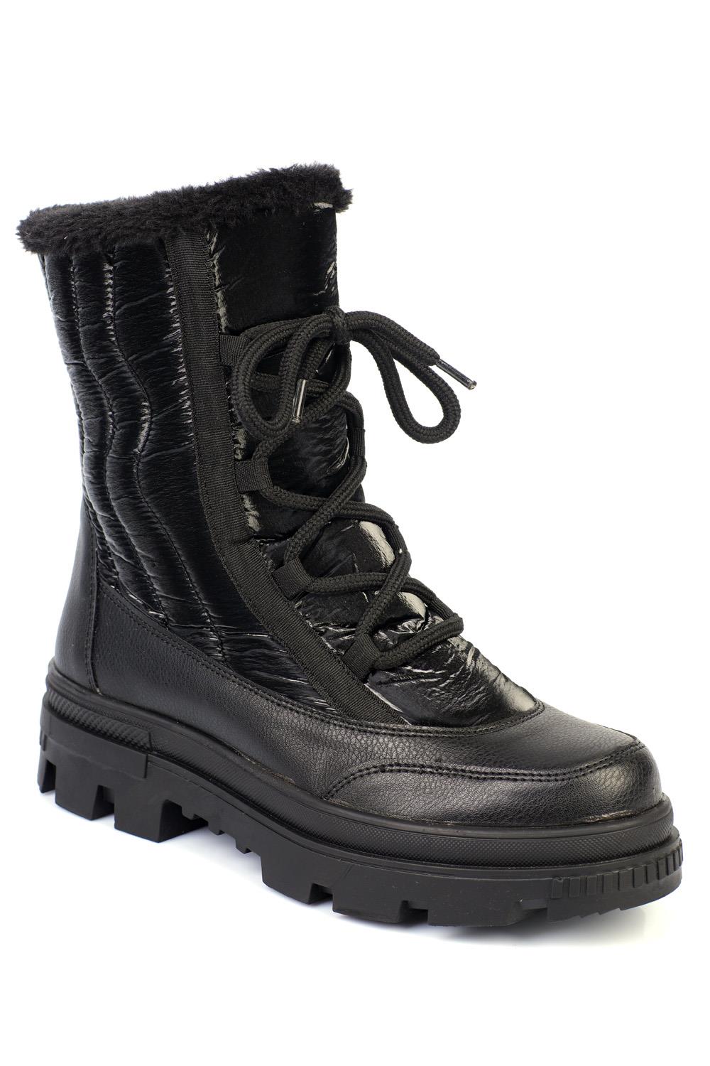 Capone Parachute Detailed Track Sole Women Black Snow Boots