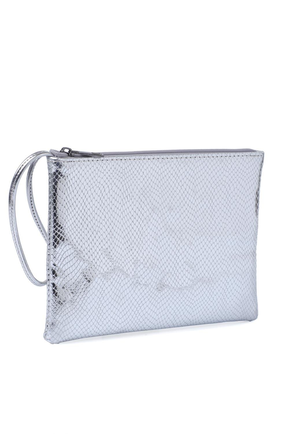 Capone Paris Mini Women Metallic Silver Clutch Bag