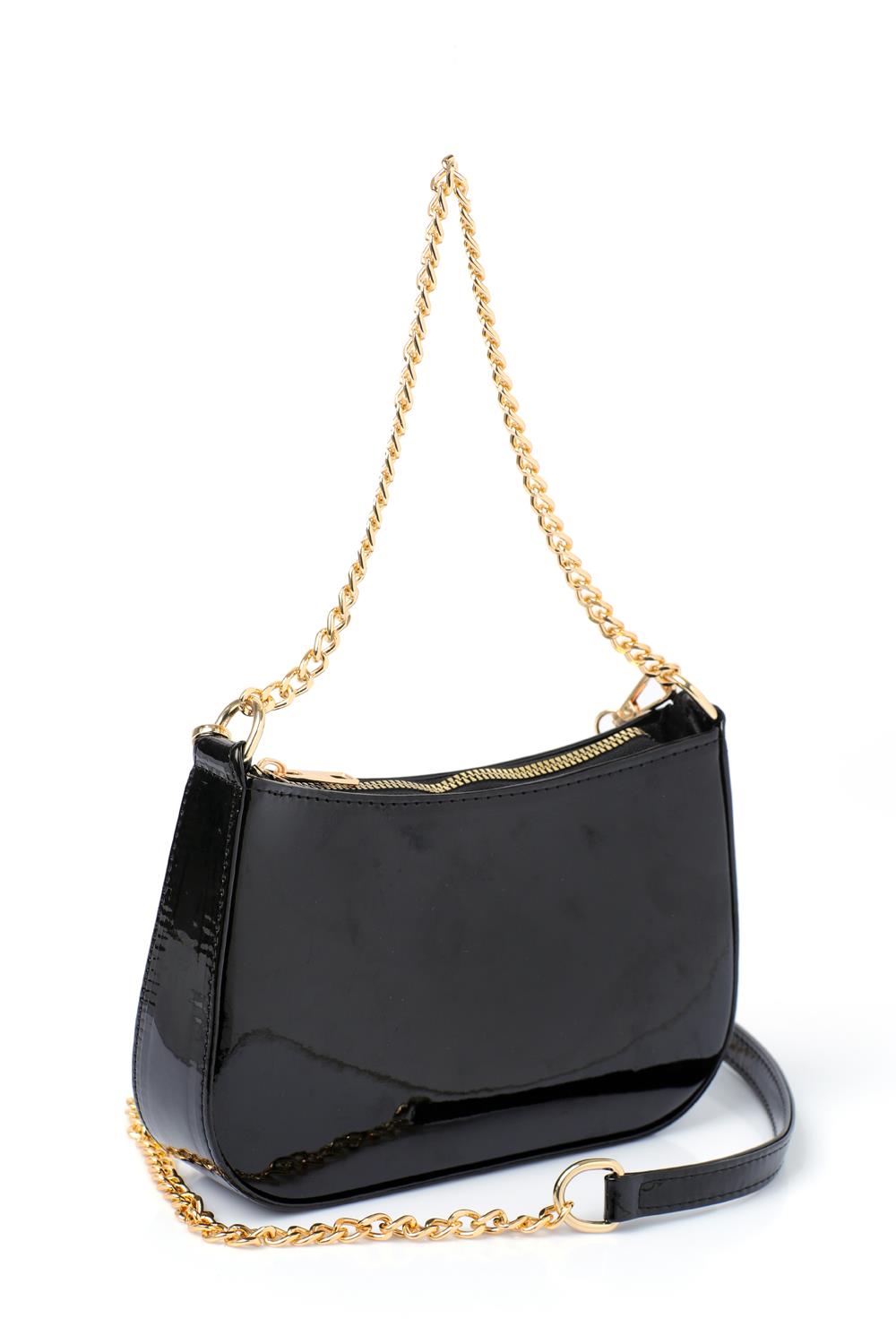 Capone Pedaso Women Patent Black Shoulder Bag