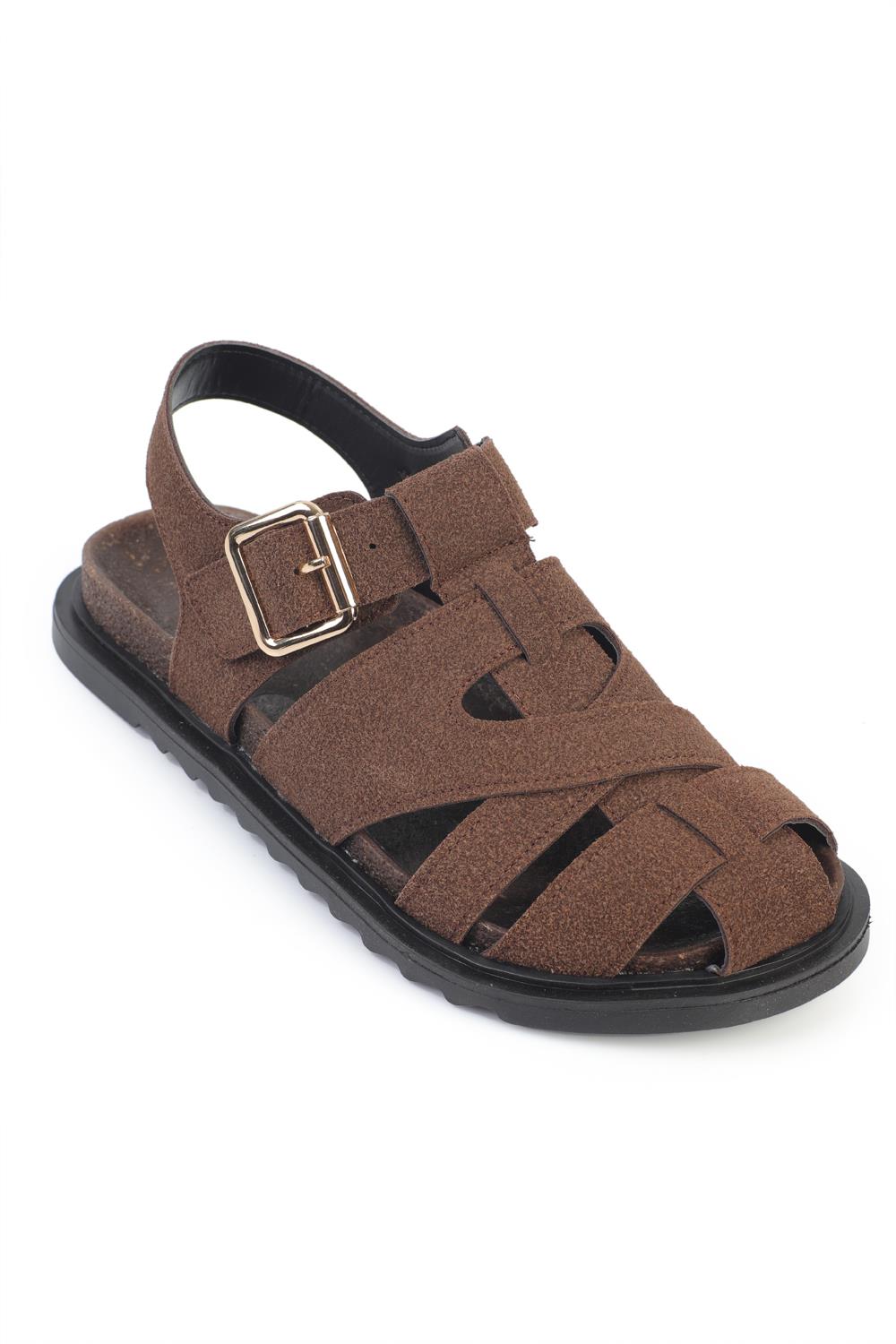 Capone Penelopa Gladiator Suede Look Buckle Women Brown Sandal