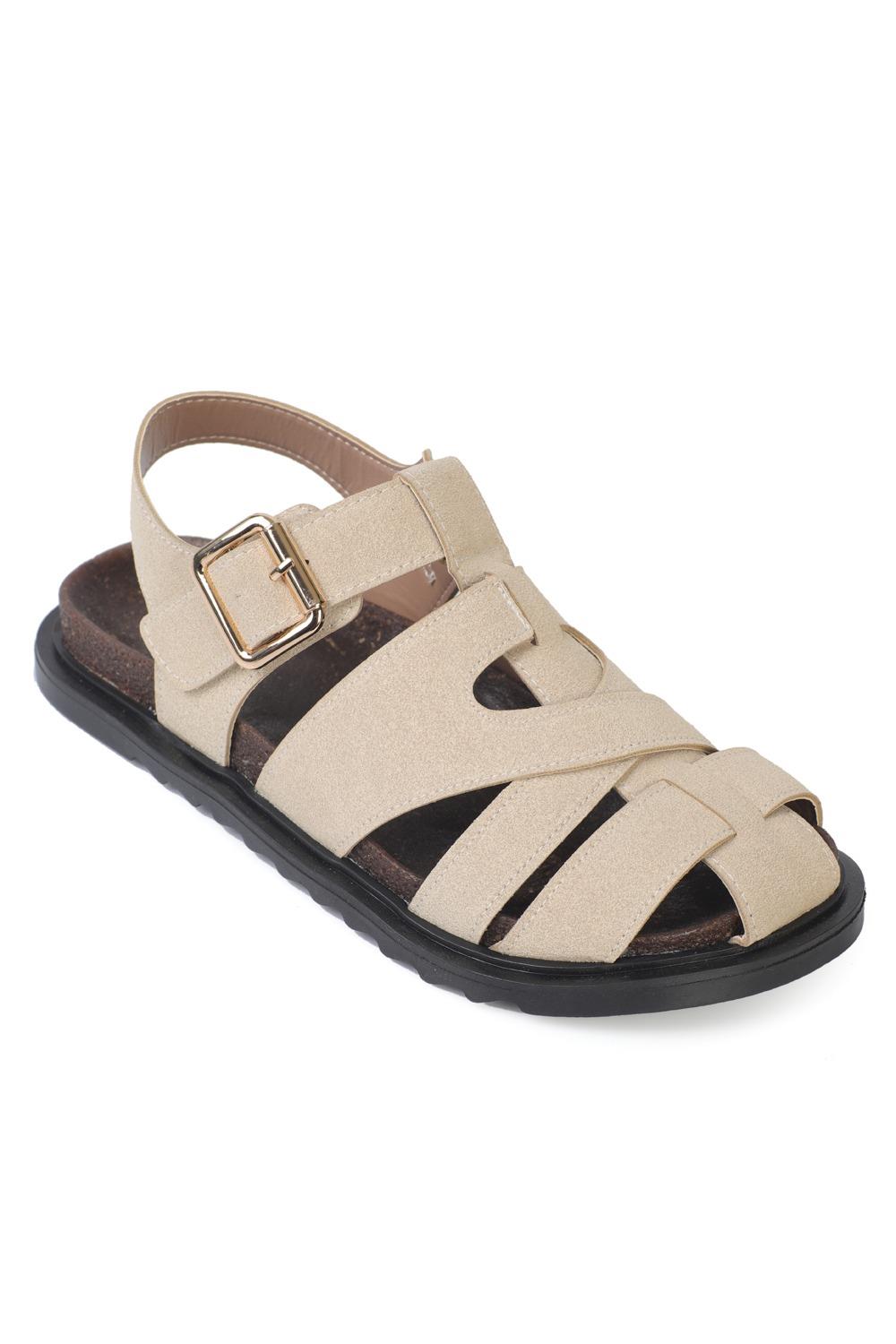 Capone Penelopa Gladiator Suede Look Buckle Women Beige Sandal