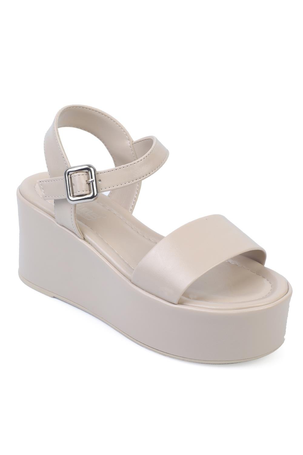 Capone Platform Single Strap Women Beige Sandals