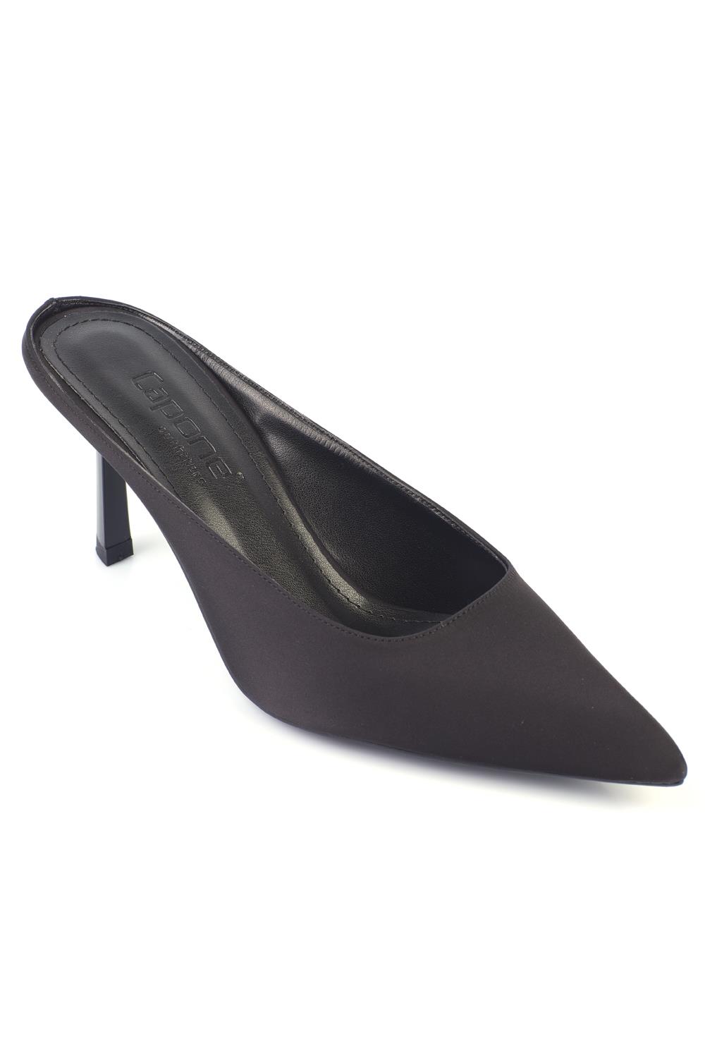 Capone Pointed Toe Closed Satin Women Satin Black Sandals