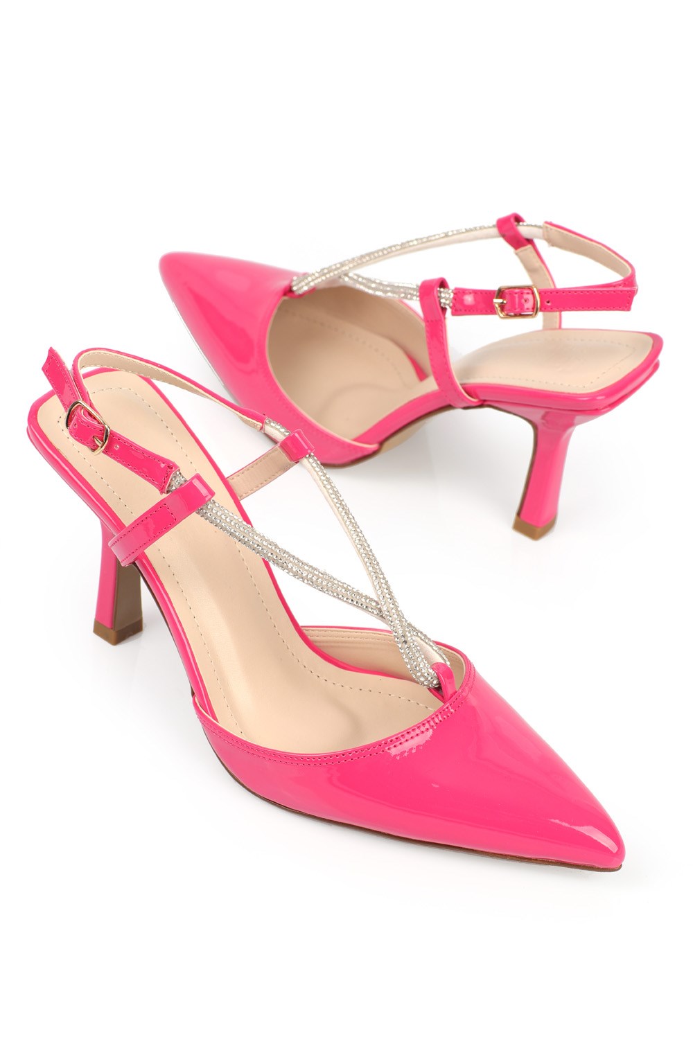 Capone Pointed Toe High Heel Slingback Women Fuchsia Shoes
