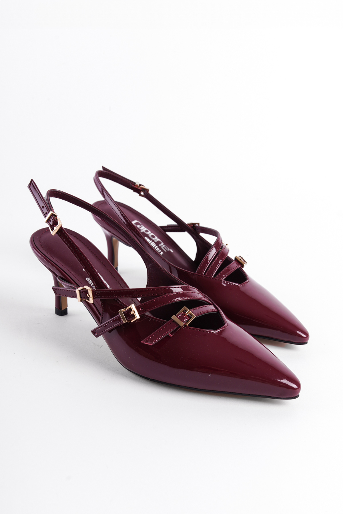 burgundy mid heels