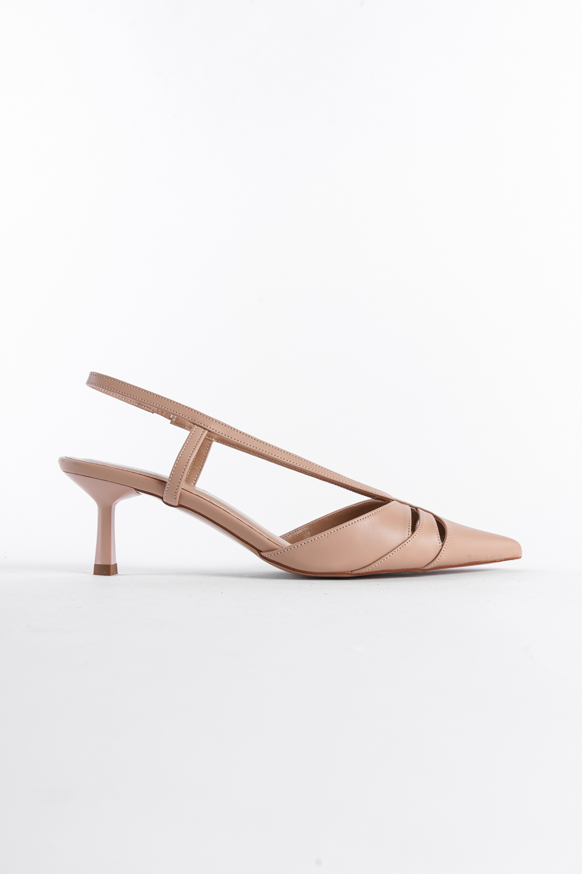 Capone Pointed Toe Mid Heeled Women Beige Shoes