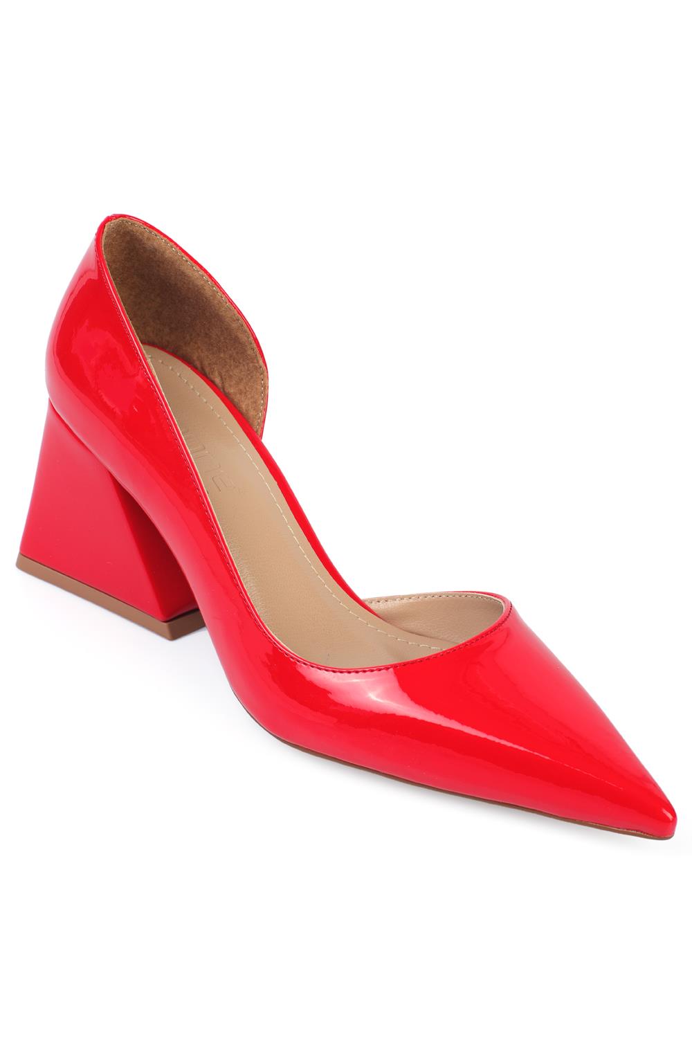 Capone Pointed-Toe Mid-Heeled Women Patent Red Shoes