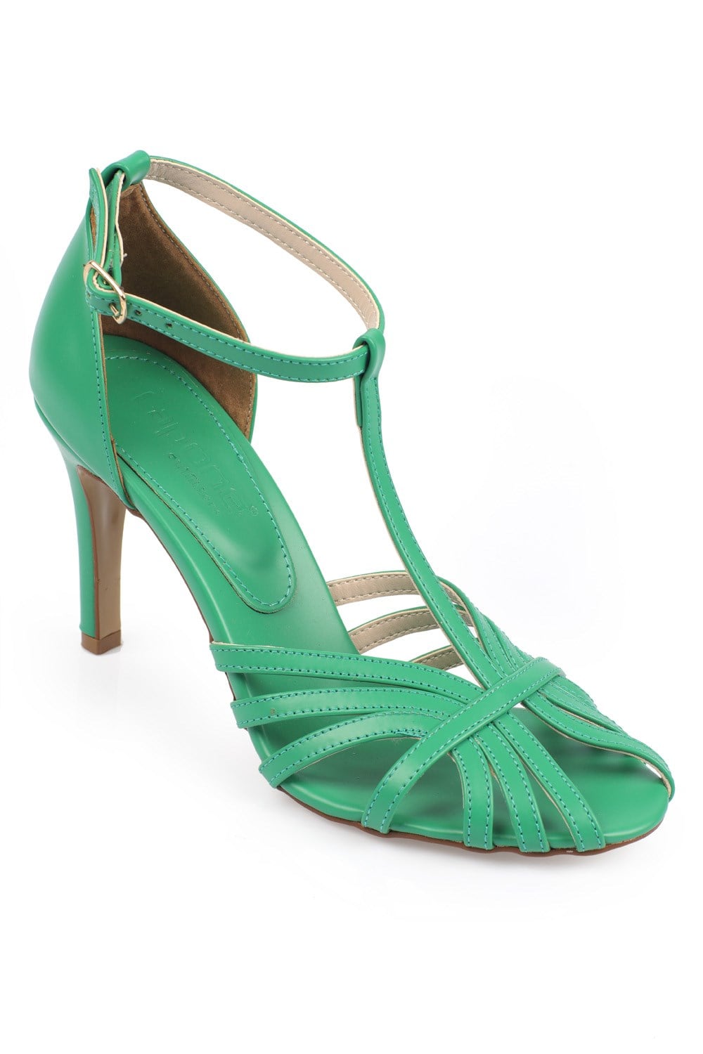 Capone Pointed Toe Slingback Low Heel Mat Patent Leather Women Green Shoes