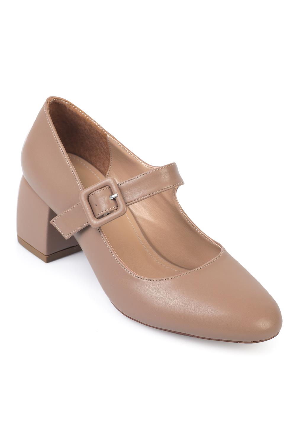 Capone Round Toe Buckle Mid Heel Woman Shoes