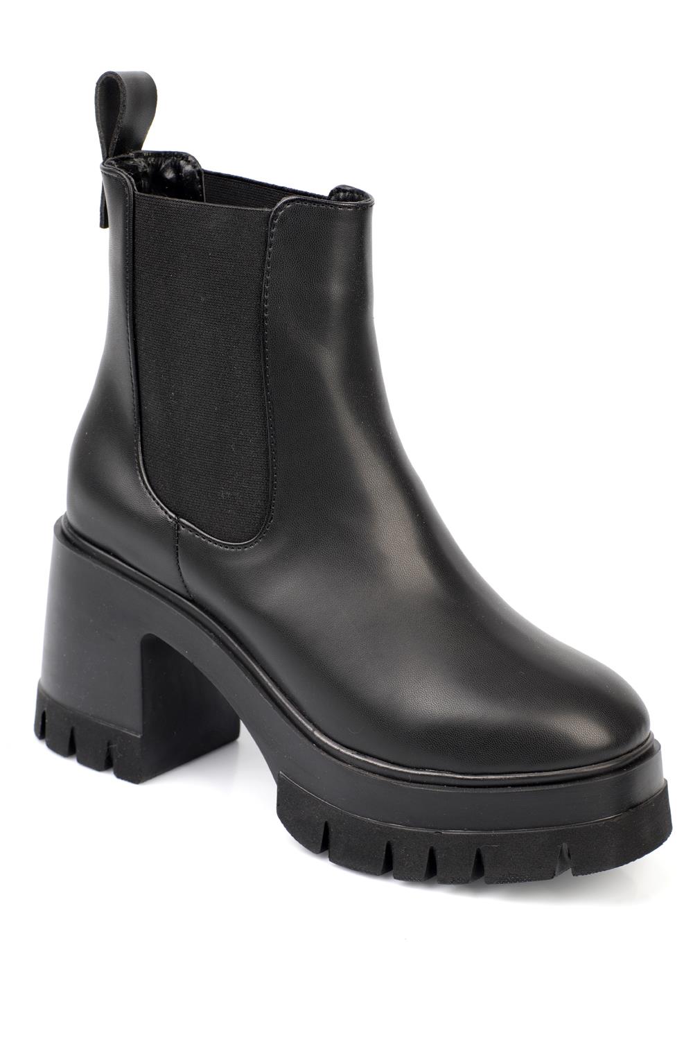 Capone Round Toe Elastic Side Mid Heel Woman Boots