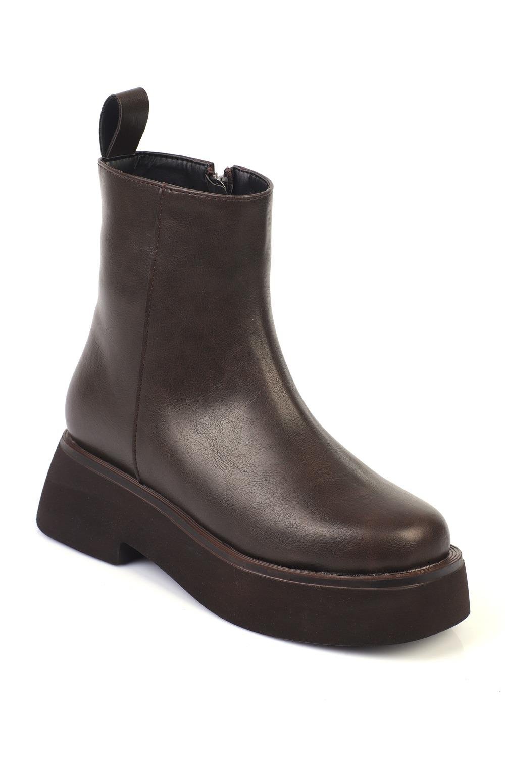 Capone Round Toe Side Zipper Track Sole Woman Boots