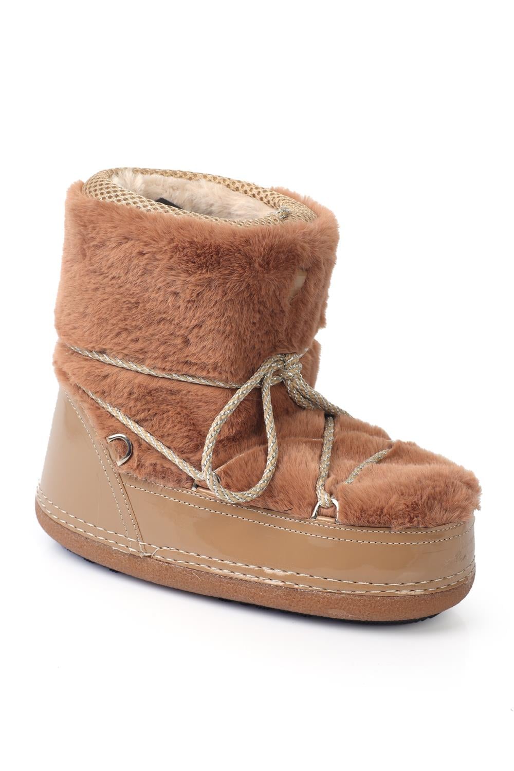 Capone Round Toe Thick Sole Furry Women Mink Boots
