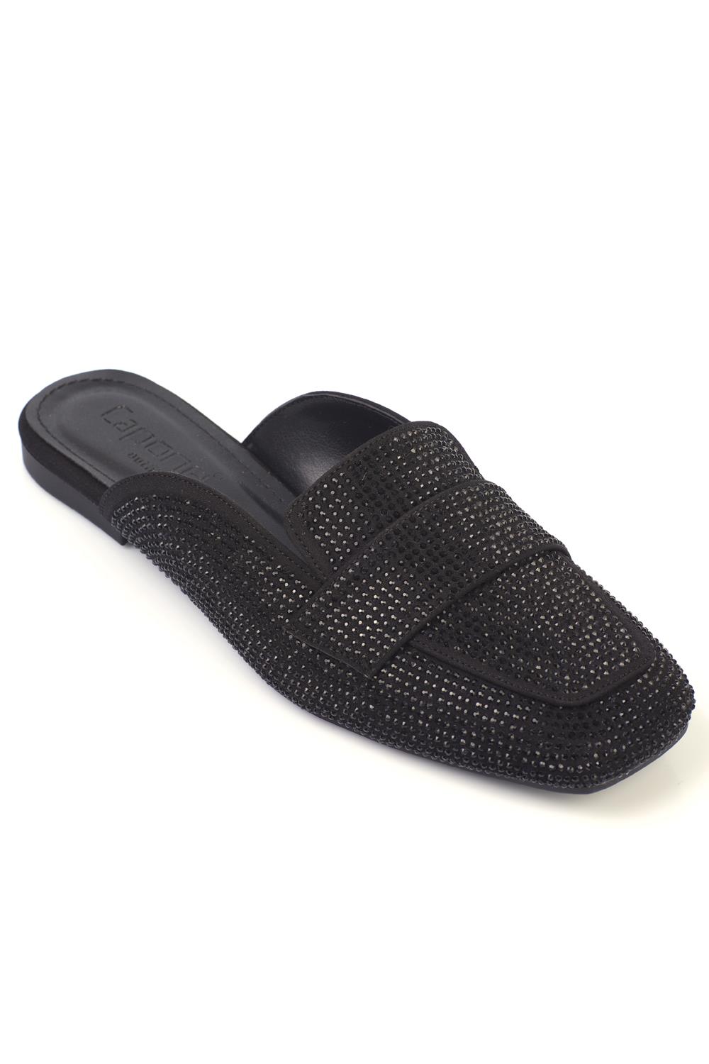 Capone Satin Crystal Embellished Loafer Sandals