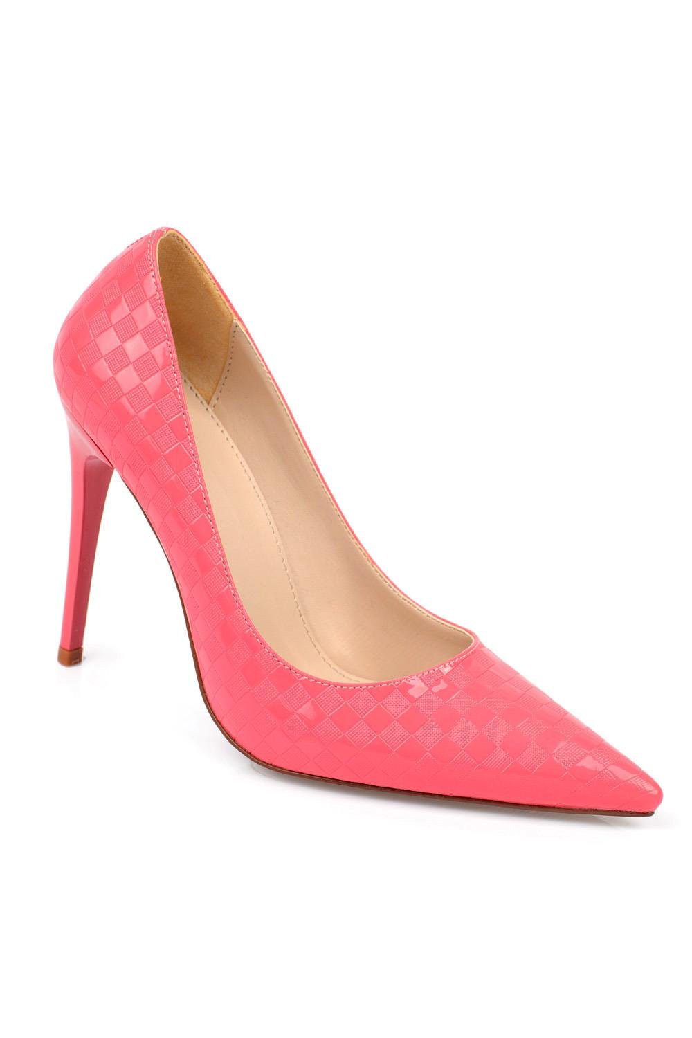 Capone Selva Pointed Toe Pyramid Pattern Patent Leather High Heel Stiletto
