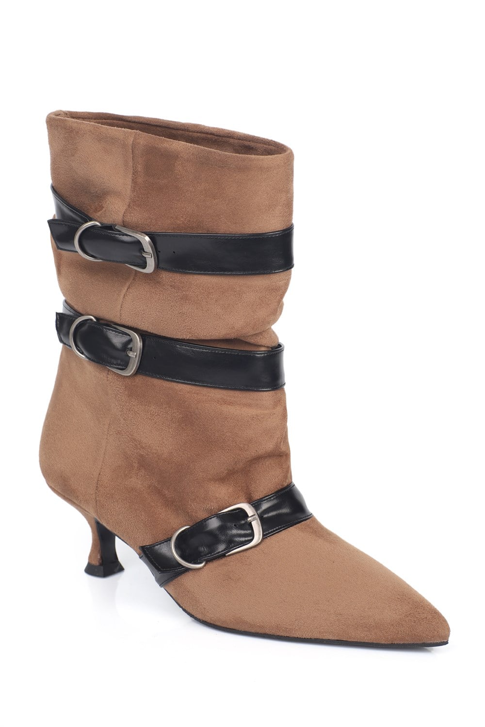 Capone Shannon Pointed Toe Suede Look Women Suede Mink Ankle Boot