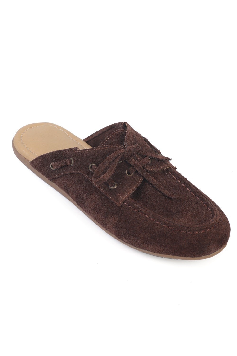 Capone Shellie Genuine Leather Suede Lace-Up Beaded Comfort Closed Toe Women Brown Sandal